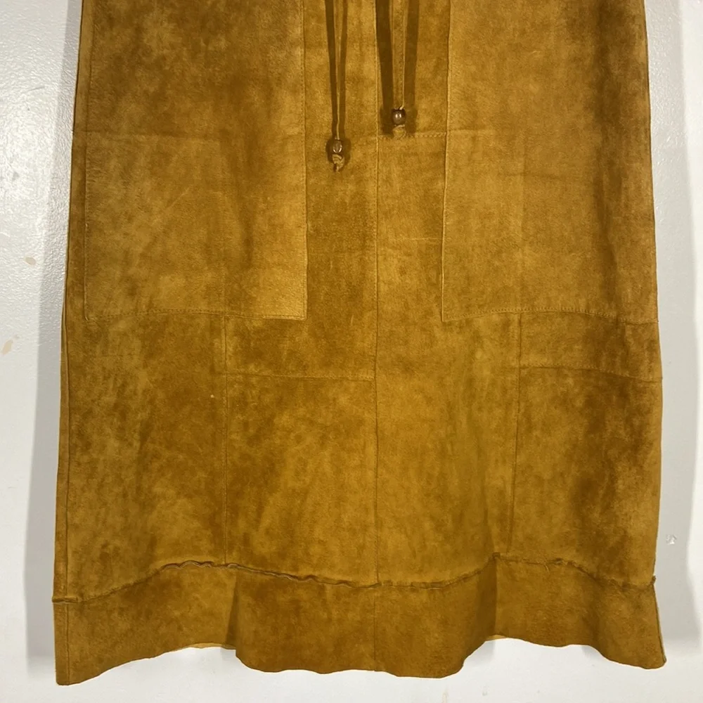 Wilsons Leather Brown A Line Midi Skirt Pockets Sz 4 - Picture 3 of 6